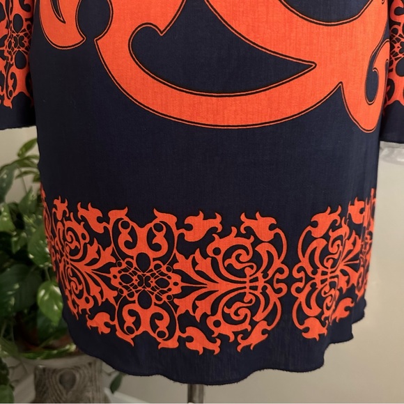 Beautiful Nico LA women’s bell sleeve lined dress orange and navy Size Small - Picture 9 of 9